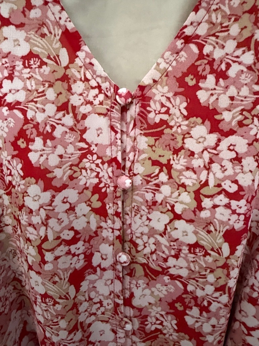 Z SUPPLY Della Cranberry Floral Maxi Dress Tiered V-Neck Long Sleeve NWT Medium - Picture 9 of 15